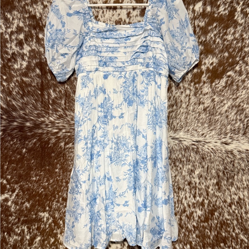 Sweet Wanderer Blue Puff Sleeve Maternity Dress